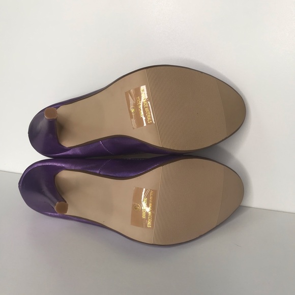 Shimmer Purple Heels 7.5 / 8 Blue Bow New in Box Modcloth Stiletto Amethyst - Picture 3 of 13